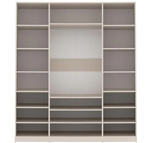 Marmex Möbel Mehrzweckschrank-Set TRES SET W Ankleidezimmerschrank 180 x 206 cm - Praktisches 3-teiliges Schrank-Set in modernem graubeige, ideal für optimalen Stauraum. Mit 1 Kleiderstange und einfachem Selbstaufbau. Perfekt für jedes Ankleidezimmer!
