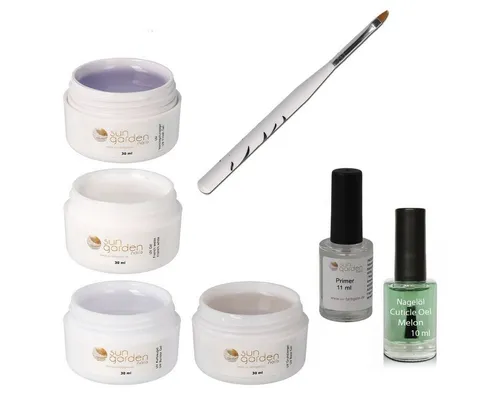 Sun Garden Nails Nagellack 4 x 30 ml UV Classic Gel Set - Nagelöl + Nail Primer + Gelpinsel