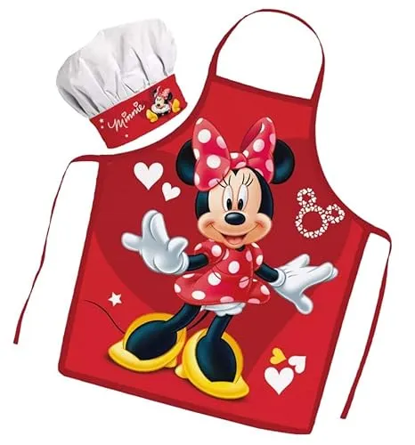 Sorrisini Kinderschürze und Kochmütze für Kinder, Schürze Kochmütze, Kinderschürze Jungen, Verstellbare Koch-Set für Kinder zum Backen, Malen, Kochkleid für Kinder, Minnie