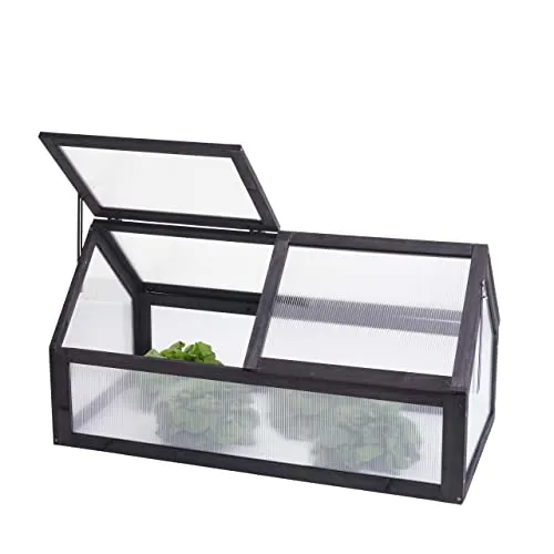 Mendler Frühbeet HWC-J45, Gewächshaus Treibhaus Pflanzbeet, FSC® Zertifiziert Holz stufenlos verstellbar 108x57x54cm - anthrazit