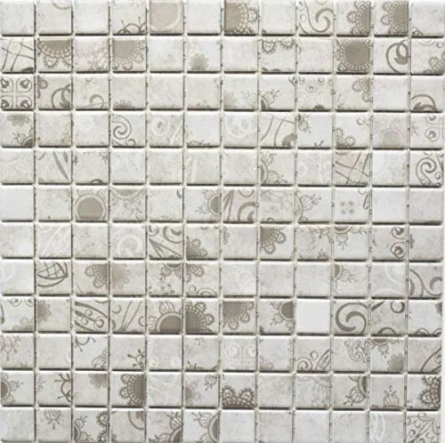 Keramik Mosaik Retro Vintage grau Khaki Mosaikfliese Fliesenspiegel MOS18D-1402