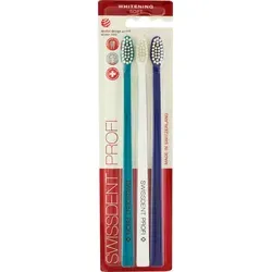Swissdent Profi Whitening weiche Zahnbürsten Türkis, Weiss, Dunkelblau 3 Stk