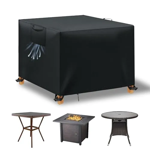 WUAYAMI Gartenmöbel Abdeckung wasserdichte Abdeckplane Gartenmöbel Winddicht Anti-UV Schwerlast 420D -Oxford Gewebe für Sitzgruppe Gartentische Terrassenmöbel Schwarz, 70x70x70cm
