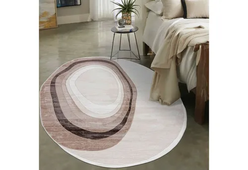 Mazovia Modern Unregelmäßig Teppich - Beige Creme 80 x 150 cm - Teppich für Wohnzimmer, Schlafzimmer und Esszimmer – ÖKO-TEX zertifiziert, hautfreundlich und ideal für Allergiker, mit pflegeleichtem Kurzflor für langanhaltenden Komfort.