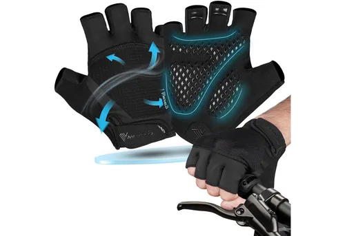 MIVELO Fahrradhandschuhe Herren & Damen gepolstert, Sommer Fahrrad Handschuh, atmungsaktiv mit An- und Ausziehhilfe, Halbfinger