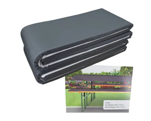 Marabellas Shop Bankauflage Polster für Bierzeltgarnituren ca. 220 x 25 x 2 cm inkl. Tischdecke, (3 St), Auflagen mit Haltebändern