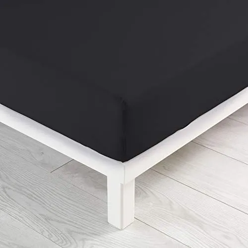 Douceur d'Intérieur Spannbettlaken für Doppelbett, Baumwolle, Kohle, 140 x 190 cm