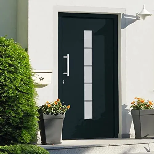 vidaXL Aluminium und PVC Haustür Anthrazit 100x200 cm - Elegante Eingangstür mit 5-fach-Sicherheitsschloss und hochwertiger Isolierverglasung. Ideal für Sicherheit und Design in Ihrem Zuhause.