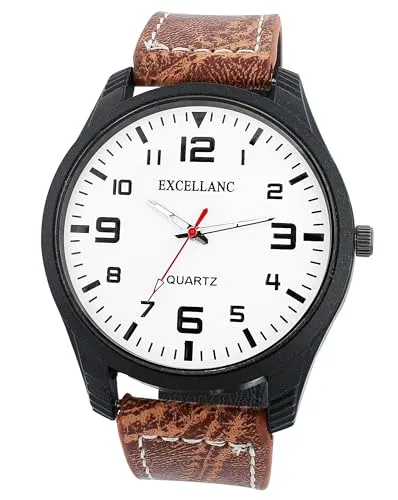 Excellanc Herrenuhr mit Band aus Lederimitat, braun