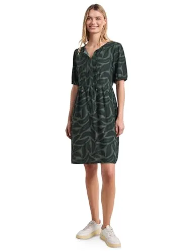 Street One Damen Knielanges Kleid mit Split Neck und Print von Street One