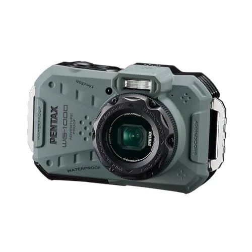 Pentax WG-1000 Olive - Robuste Digitalkamera für Abenteuer - Digitale Kompaktkamera mit wasserdichtem und stoßfestem Gehäuse, ideal für Outdoor-Aktivitäten und Abenteuerreisen.
