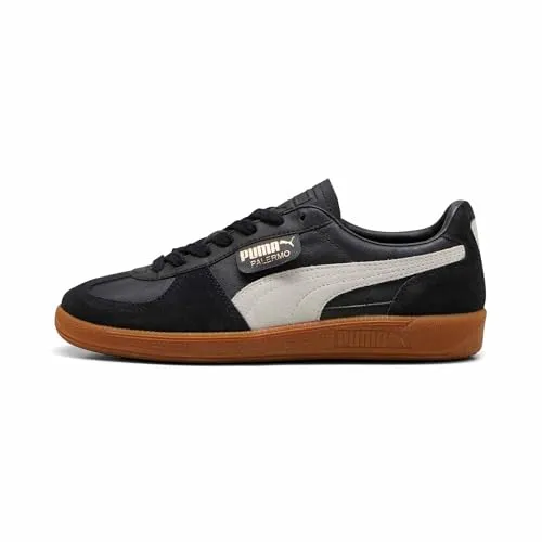 Puma Palermo Lth Schwarz, Größe 42 - Hochwertige Sneaker aus Leder mit Wildleder-Overlays, ideal für Alltag und Freizeit. Die SoftFoam-Einlegesohle bietet optimalen Tragekomfort und passt sich perfekt der Fußform an.