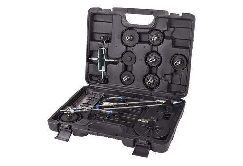 DEMA Bremsscheiben-Richtwerkzeug 11 tlg. - Bremsenentlüftungsadapter-Set - Autoteile, umfassendes 11-teiliges Set für präzise Bremsenentlüftung und einfache Wartung von Bremssystemen.