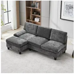 REDOM Schlafsofa 194x118x81 cm – Vielseitiges 3-Sitzer Ecksofa mit Schlaffunktion in Grau