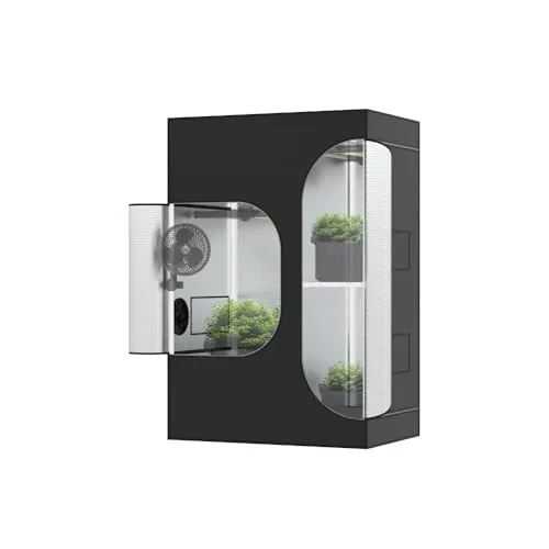 THE HOOKAH Gewächshaus Grow Box Zelt 90x60x135 cm - Gewächshaus für Pflanzenanbau, 2-in-1 Design für optimale Lichtverteilung und Wachstum.