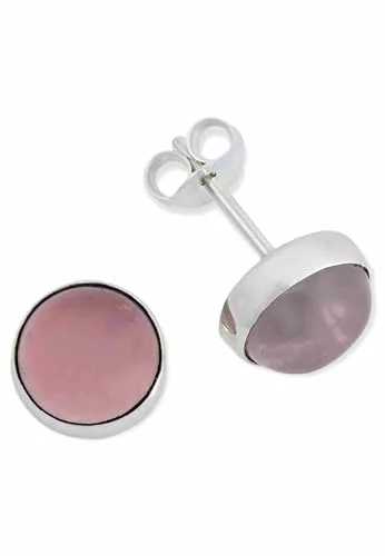 Ohrstecker 925 Silber Rosenquarz rosa Stein Edelstein Ohrringe echt Silber Damen Sterling Silber Stecker Geschenk(MOS-059-07)