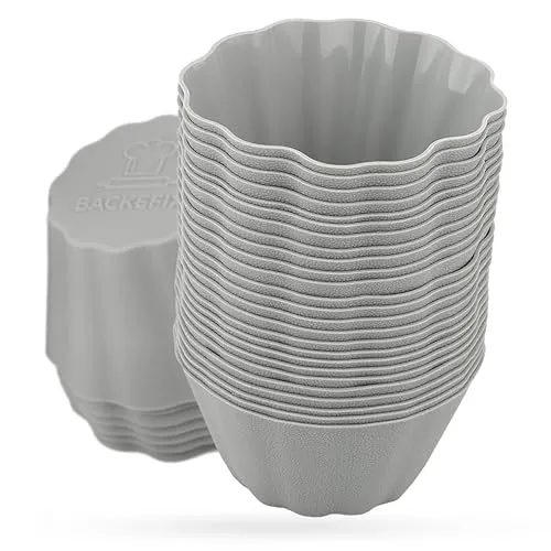 Backefix wiederverwendbare Muffinförmchen Silikon BPA frei im 24 Set, nach deutschem Standard | Muffin Formen antihaftend ohne Einfetten, stabil & dickwandig, Muffinform einzeln je 7,5 x 4cm groß XXL