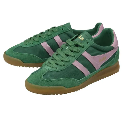 Gola Sneaker Tornado 2025 smaragdgrün/bonbonrosa Damen, Größe Euro (US): 41 (10) - Trendige Gola Sneakers im Retro-Stil mit leichtem Obermaterial aus Nylon und bequemer Keilgummisohle. Ideal für lässige Looks und den täglichen Einsatz.