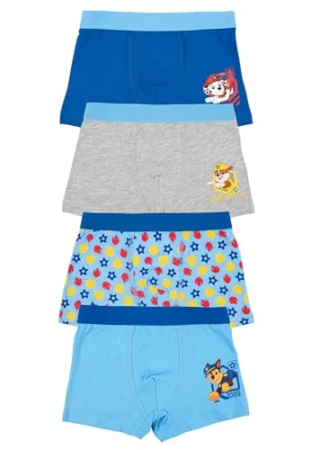 Paw Patrol Boxershorts für Jungen - Kinder Unterwäsche Unterhose Boxer (4er Pack) (DE/NL/SE/PL, Numerisch, 122, 128, Regular, Mehrfarbig)