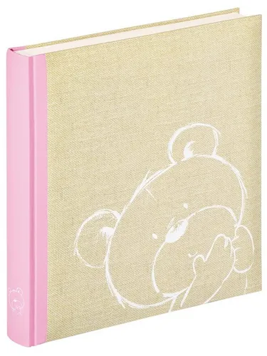Walther Design Babyalbum Rosa 28 x 30,5 cm - Hochwertiges Fotoalbum für Babys mit 50 weißen säurefreien Seiten und Pergaminschutz, ideal für die schönsten Erinnerungen im Bücherregal.