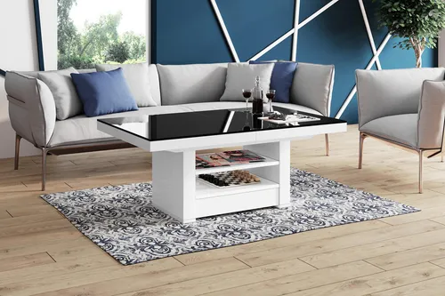 Design Couchtisch HLM-111 Schwarz/Weiß Hochglanz