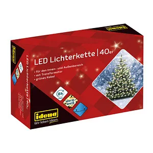 Idena 8325056 - 40 LED Lichterkette mit Timer - Weihnachtsbeleuchtung, energiesparend mit 8h Timer und spritzwassergeschützt, ideal für stimmungsvolle Dekoration in Innen- und Außenbereichen.