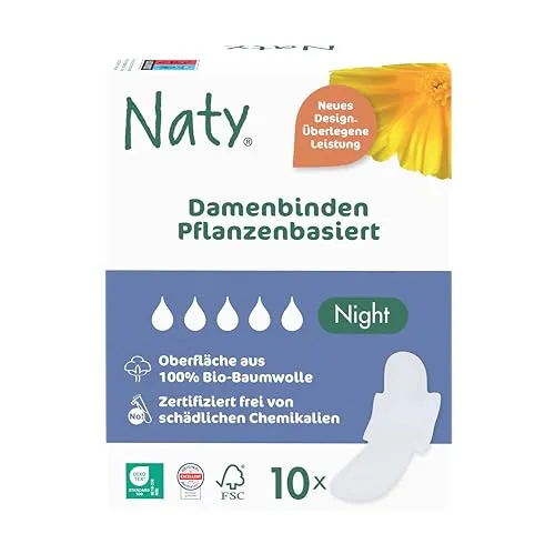 Naty Damenbinden Night mit Flügeln für stärkere Tage, 10 Stück