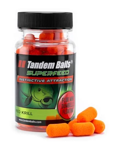 Tandem Baits Karpfen Futter Angelfutter Pop Ups Fluo Mini Dumbells Floating Roter Krill