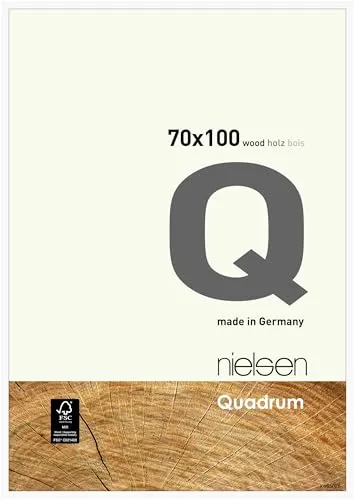 nielsen Bilderrahmen Quadrum, 70 x 100 cm - Wand- & Tischbilderrahmen aus FSC-zertifiziertem Holz in Reinweiß, ideal für Hoch- & Querformat, mit Echtglas und einfacher Motivwechsel durch stabile MDF-Rückwand.