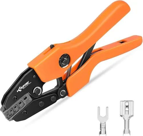 KF CPTEC Crimpzange für nicht isolierte Kabelschuhe,0.25-6mm²,kompatibel JST, Molex,Dupontstecker,TE-Steckverbinder,Open Barrel Krimpzange Flachstecker, Crimp Zange,Flachsteckhülsenzange