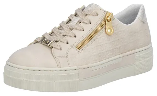 Rieker sportlicher Schnürer - Halbschuhe in Größe 38 EU, aus beigem Synthetik und Leder, mit 4 cm Absatzhöhe – ideal für sportliche Outfits und Komfort im Alltag.