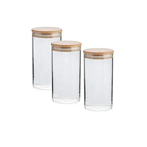 axentia Vorratsgläser-Set, holzfarben/weiß/klar, Ø 10 cm, Höhe ca. 19 cm