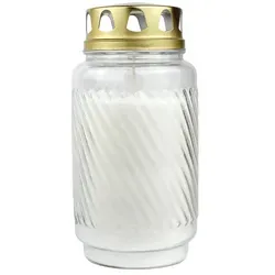 BOLSIUS Laternenglas mit Golddeckel, Grabkerze - Kerzen: Hochwertige Grabkerze aus Glas mit einer Brenndauer von ca. 100 Stunden, ideal für anhaltende Erinnerungen. In edler weißer oder roter Glashülle erhältlich.