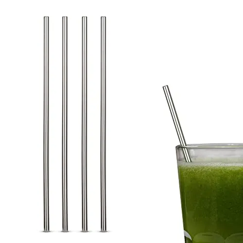 Trinkhalme Edelstahl (4 Stück) 21cm - wiederverwendbarer Strohhalm - nachhaltig und Umweltfreundlich