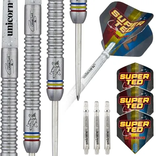 Unicorn Super Ted' Evetts Phase 2 Dartpfeil-Set, Rot, Blau und Gelb, 23 g
