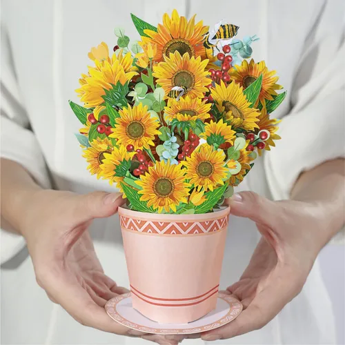 Diese-Klappkarten Glückwunschkarte mit 3D Blumenstrauß - Pop Up Karte mit bunten