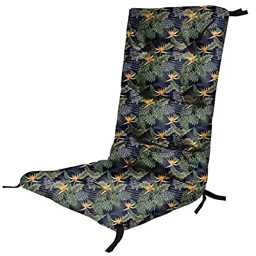 Ferocity Hochlehner Auflage für Stühle 130 x 50 x 5 cm Gartenstuhl Sitzpolster Sitzauflagen Outdoor Kissen Palettenauflage Bankauflage Matratze Gartenpolster Farbe Orange Blumen [146]