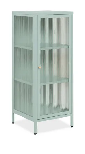 Produktbild Moderne Mintgrüne Kommode Maram mit Glasvitrine