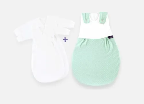 Träumeland Babyschlafsack Set Pünktchen mint 3er-Pack - Babyschlafsäcke aus 100% Baumwolle, mit umlaufendem Reißverschluss und Maschinenwäsche geeignet, ideal für gemütliche Nächte und einen erholsamen Schlaf.