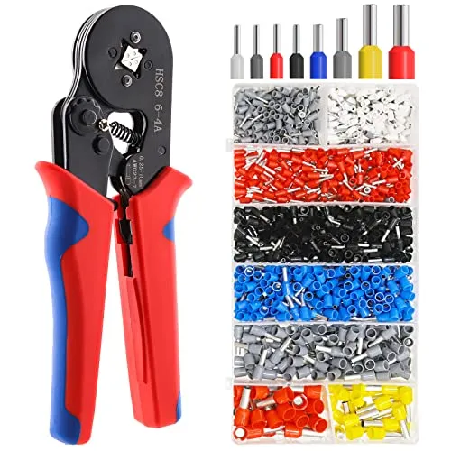 LUZOON Kabelschuhe Crimpzange Aderendhülsen Set 1400 Stück, Crimpzange Kabelschuhe Set Crimp Zangen Krimpzange Kabelschuhzange Kabelhülsen Zange kabelschuhe für 0,25-10,00 mm²