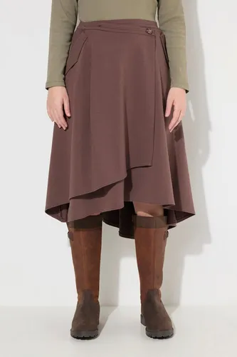 Ulla Popken Damen Plus Size Sweatrock mit Wickel-Design - Röcke für Damen aus nachhaltiger Biobaumwolle, asymmetrischer Schnitt mit zwei praktischen Klappentaschen und stilvollem Zipfelsaum.