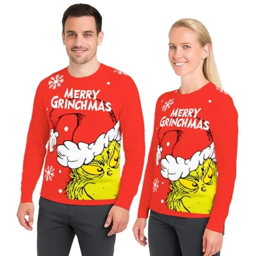 United Labels Der Grinch Weihnachtspullover für Herren und Damen, Rot, Merry Grinchmas, L, Winter Strickpullover, Pullover Unisex