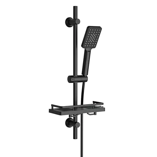 JOHO Edelstahl Duschset mit Duschablage in schwarz von Görbach
