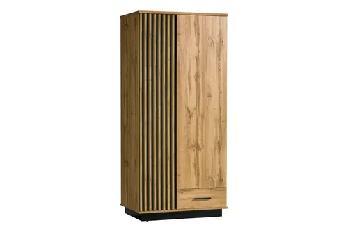Deine Möbel 24 Kleiderschrank LAMI 1 – Moderner 2-türiger Schrank in Wotan Eiche und Schwarz Matt