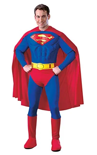 Rubie's 3888016 - Superman Muscle Chest Deluxe Kostüm für Erwachsene, lizenziertes DC Comics Outfit mit Umhang und Muskel-Brustdesign