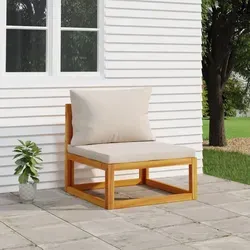 Maison Exclusive Garten-Mittelsofa mit Hellgrauen Kissen aus Massivholz
