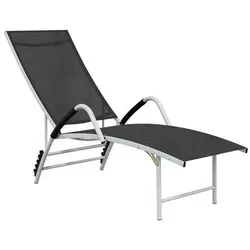 vidaXL Sonnenliege Textilene und Aluminium Schwarz - Gartenliege aus robustem Alu mit verstellbarer Rückenlehne für höchsten Komfort. Ideal für Garten, Terrasse oder Poolbereich. Extra hoch für einfaches Aufstehen.