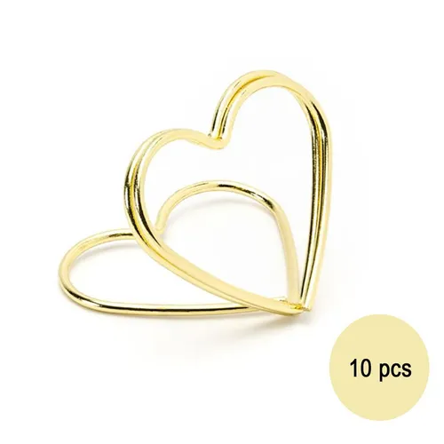 Tischkartenhalter Herzen Gold 10 Stück 2,5 cm für Hochzeit Geburtstag Fotohalter