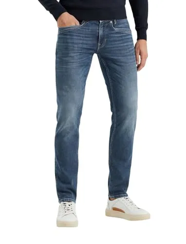 PME Legend Herren Jeans SKYRAK Regular Fit - Trendige stonewashed Jeans in Blau - Modische Regular Fit Jeans für Herren, bequem mit niedrigem Bund und Reißverschluss. Ideal für jeden Anlass, aus hochwertiger Baumwollmischung mit Stretchanteil für perfekten Sitz.