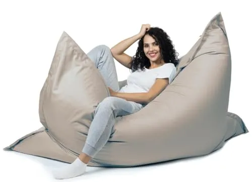 sunnypillow XL Sitzsack, Riesensitzsack Outdoor & Indoor 100 x 150 cm mit 140L Styropor Füllung Sessel für Kinder & Erwachsene Sitzkissen Sofa Beanbag viele Farben und Größen zur Auswahl Grau